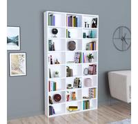 [en.casa] Librería con 24 Estantes Regulables en Altura Estantería de Pie de 8 Niveles para Salón Oficina Dormitorio Estilo Moderno Estable Aglomerado 178x102x16cm - Blanco