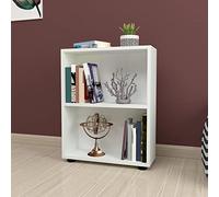 [en.casa] Librería de 2 Niveles Estantería de Pie Biblioteca Estantes para Oficina Sala Rincón de Lectura Aglomerado 72 x 55 x 20 cm Blanco
