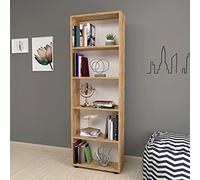 [en.casa] Librería de 5 Niveles Estantería de Pie Biblioteca Estantes para Oficina Sala Rincón de Lectura Aglomerado 172 x 55 x 20 cm Roble