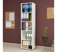 [en.casa] Librería de 5 Niveles Estantería de Pie Biblioteca Estantes para Oficina Sala Rincón de Lectura Aglomerado 178 x 49 x 30 cm Blanco