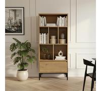 Librería kistiandi 6 compartimentos abiertos 137x60x35 cm - efecto roble oscuro [en.casa]