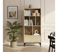 Librería kistiandi 6 compartimentos abiertos 137x60x35 cm - efecto roble claro [en.casa]