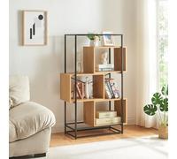 Librería rennebu 3 niveles 126x80x33 cm - negro/efecto roble [en.casa]