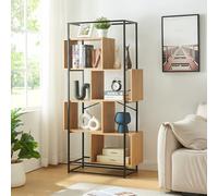 Librería rennebu 4 niveles 160x80x33 cm - negro/efecto roble [en.casa]