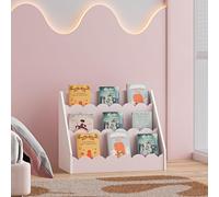 [en.casa] Librería Infantil Vestnes Organizador de Juegos con 3 Compartimentos Dormitorio Estantería para Niños Habitación Infantil 48 x 61 x 30 cm - Rosa/Blanco