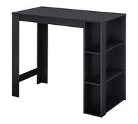 [en.casa] Mesa Alta Cocina Danderyd Mesa de Bar Moderna con 3 Estantes Laterales para Comedor Oficina en Casa Aglomerado 120 x 60 x 106 cm - Negro