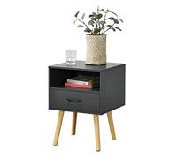 [en.casa] Mesa Auxiliar Gävle Elegante Mesilla de Noche con Cajón y un Compartimento Abierto para Dormitorio Salón Aglomerado 57 x 42 x 40 cm - Gris Oscuro