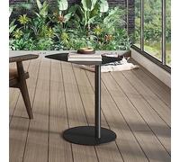 [en.casa] Mesa Auxiliar Nastätten Trapezoidal para Sala Terraza Práctica Mesilla de Noche Apta para Interior/Exterior Mesa de Café Metal 50 x 50 x 38 cm - Negro Mate