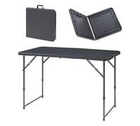 [en.casa] Mesa Camping Altura Regulable en 3 Posiciones 54/74/ 90 cm Mesa Plegable de Jardín con Asa para Eventos Acampada Rectangular Metal Plástico 120x60 cm - Efecto Ratán Negro