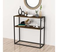 Mesa consola hemsedal un estante aglomerado/metal 90 x 90 x 34 cm roble antiguo [en.casa]