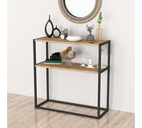Mesa consola hemsedal un estante aglomerado/metal 90 x 90 x 34 cm roble [en.casa]