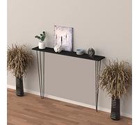 [en.casa] Mesa Consola Kokemäki Mesa de Entrada con Patas de Horquilla para Salón Recibidor Tablero en MDF y Estructura Metálica en 80 x 18 x 82 cm - Negro