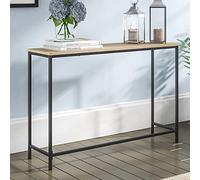 [en.casa] Mesa Consola Kronoby Mesa de Entrada Rectangular para Dormitorio Salón Pasillo Mueble Recibidor Mesa Auxiliar Metal/MDF 80 x 100 x 30 cm - Negro Efecto Roble