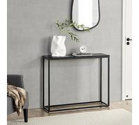 [en.casa] Mesa Consola Mueble de Entrada para Pasillo Recibidor Sala de Espera Metal/Tablero en MDF 80 x 100 x 30 cm - Negro y Efecto Mármol
