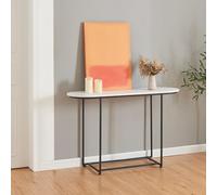 [en.casa] Mesa Consola Nordfron Mueble Recibidor Ovalada Mesa Auxiliar para Salón Pasillo Entrada Dormitorio Estructura Metálica 120 x 40 x 75 cm - Efecto mármol Blanco