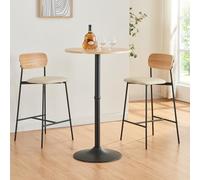 [en.casa] Mesa de Bar bistró Vantaa Redonda Acero 100xØ60cm Roble y Negro | Mesa Alta mueble para cocina salón comedor para reuniones y celebraciones