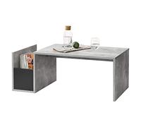 [en.casa] Mesa de Centro Bollnäs 90 x 45 x 35 cm con Compartimento Lateral Mueble Auxiliar de Salón Mesa Baja de Café Efecto hormigón y Negro
