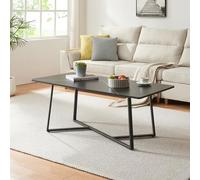 [en.casa] Mesa de Centro Riskiften Rectangular Estable con 4 Patas Mesa Baja Diseño Atractivo para Salón Mueble Auxiliar Estructura de Acero 120 x 60 x 48 cm - Efecto mármol Negro
