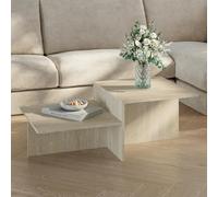 [en.casa] Mesa de Centro Taniena Rectangular con Tablero Doble Mesita de Café Mesa Auxiliar de Sofá Salón Despacho 100 x 55 x 35 cm - Travertino