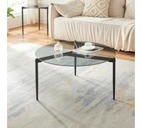 [en.casa] Mesa de Centro Ulökantaa con Tablero Circular de Cristal Ahumado Mesa Auxiliar para el Salón Mesa de Café con 3 Patas Acero Ø 80 x 4 cm - Gris