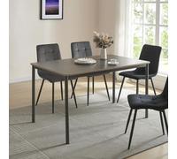 [en.casa] Mesa de Comedor Diseño Industrial Mesa de Cocina Rectangular 4 Personas Patas Negras de Acero Tablero de MDF 120 x 70 x 75 cm - Gris y Efecto Roble