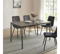 Mesa de comedor lindesberg 6 personas acero mdf 140x80x75 cm - gris negro [en.casa]