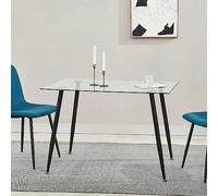 [en.casa] Mesa de Comedor para 4 Personas Mesa de Cristal para Cocina Estudio Oficina Versátil con 4 Patas de Acero 110 x 70 x 75cm - Transparente y Negro