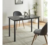 Mesa de comedor tammela versátil para 4 personas de acero y mdf 120 x 60 x 75 cm - mármol negro [en.casa]