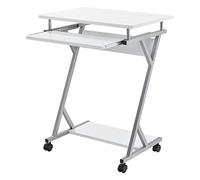Mesa de ordenador gent con bandeja extensible para teclado acero 60 x 40 x 75 - blanco [en.casa]