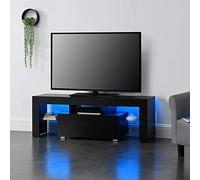 Mesa de tele con led - grimsey - aglomerado - 130 x 35 x 45 cm - negro [en.casa]
