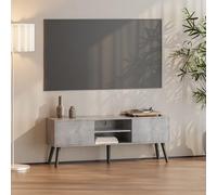 [en.casa] Mesa de Tele Eskilstuna 120 x 29,5 x 46,5 cm Soporte de Televisión Cómoda Mueble de salón para TV 2 Puertas y 2 Estantes Abiertos 5 Patas Almacenamiento Efecto hormigón y Negro
