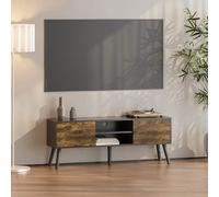 [en.casa] Mesa de Tele Eskilstuna 120 x 29,5 x 46,5 cm Soporte de Televisión Cómoda Mueble de salón para TV 2 Puertas y 2 Estantes 5 Patas Almacenamiento Negro y Efecto de Madera Oscura