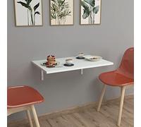 [en.casa] Mesa Mural Mesa Montada en la Pared Escritorio Mesa de Comedor Mesa para Portátil.Aglomerado/Metal 72 x 45 cm Blanco