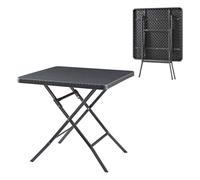 [en.casa] Mesa Plegable Exterior Mesa Cuadrada de Jardín para Eventos Recepciones Acampada Picnic Terraza Esctructura Metálica Tablero de Plástico 78x78x74cm - Efecto Ratán Negro