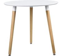 [en.casa] Mesa redonda blanca [Alto: 75 cm x Diámetro: 80 cm] Mesa de madera, estilo retro, para cocina