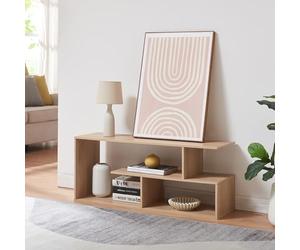 [en.casa] Mesa TV Anän con Compartimentos Abiertos y Estantes Mueble TV con Estilo Soporte para Televisores Estantería Independiente para Sala Dormitorio Aglomerado 100x30x42 cm - Efecto Roble