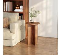 [en.casa] Mesita de Café Vappevn Mesa Auxiliar con Tablero Circular Mesa de Sofá Versátil para Salón Dormitorio Oficina Entrada Aglomerado 60 x 40 cm - Efecto Nogal