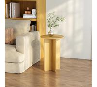 [en.casa] Mesita de Café Vappevn Mesa Auxiliar con Tablero Circular Mesa de Sofá Versátil para Salón Dormitorio Oficina Entrada Aglomerado 60 x 40 cm - Efecto Roble