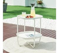 Mesita de jardín sandefjord con 2 bandejas acero 57,5x46x46cm - blanco [en.casa]