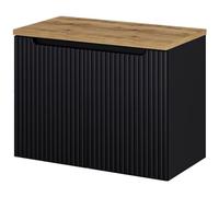 [en.casa] Mueble de Baño Bajo Lavabo Newport Armario Suspendido con 2 Puertas y Estantes Encimera de 80 cm Sin Recortes 80 x 60 x 40 cm Cuarto de Baño - Negro/Efecto Roble