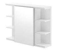 [en.casa] Mueble de Pared para Baño 64 x 80 x 20 cm Armario Colgante de Almacenamiento con Espejo Auxiliar de Baño Blanco