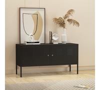 [en.casa] Mueble de salón con 2 Puertas con Cerradura Mueble de TV con 2 Estantes Ajustables en Altura Aparador Oficina Salón Acero 118x40x60 cm - Negro Mate