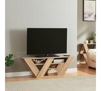Mesa de tv nome con 2 estantes aglomerado 110x30x40cm - efecto roble [en.casa]