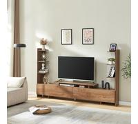 Mesa de tv rauki con estantes laterales 233x31x141 cm - nogal [en.casa]