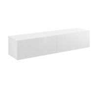 [en.casa] Mueble de TV Evaton Armario Flotante Estantería de Pared con 2 Compartimentos Consola de Entretenimiento Multimedia 140 x 33 x 30 cm - Blanco Alto Brillo