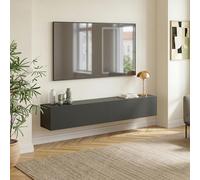 [en.casa] Mueble de TV Evaton Armario Flotante Estantería de Pared con 2 Compartimentos Consola de Entretenimiento Multimedia 180 x 32 x 30 cm - Gris Oscuro Mate