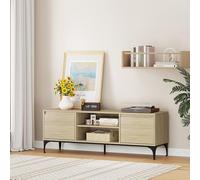 Mueble de tv kistiandi 2 puertas 140x40x50 cm - roble claro [en.casa]