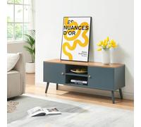 Mueble de tv reyljand con compartimentos 120x35x50 cm - gris/efecto roble [en.casa]