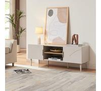 [en.casa] Mueble de TV Starvili con 2 Compartimentos Abiertos y 2 Cerrados Mesa de TV Mueble de Salón con Tablero Rectangular y Pasacables Aglomerado MDF 120 x 40 x 45 cm - Beige