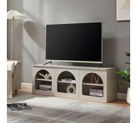 Mueble tv trorhun diseño arqueado de 2 niveles 140x38x48cm - gris [en.casa]